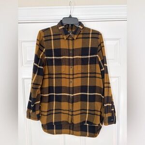 Madewell Women’s Heavy Flannel Checkered Button-Down Shirt in Black and Brown